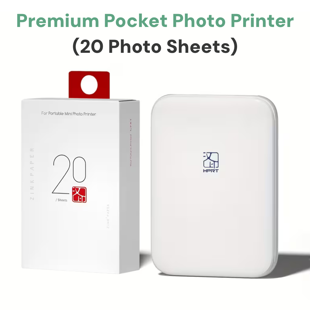 Premium Pocket Photo Printer (20 Photo Sheets)
